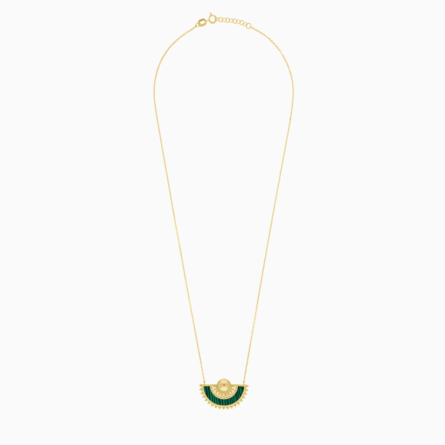 Elegant 18K Gold Necklace Featuring Malachite – Shnaf Collection