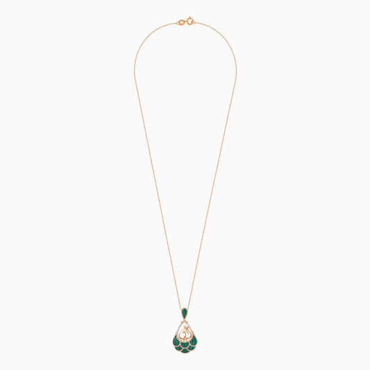 18K Rose Gold "Mother" Necklace with Natural Diamonds and Malachite