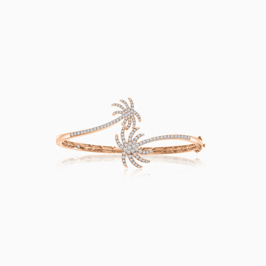 18K Rose Gold Palm Tree Bangle Decorated with Natural Diamonds | Al Nakhla Collection