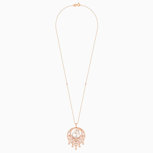 18K Rose Gold Mother Necklace with Mother of Pearl and Natural Diamonds