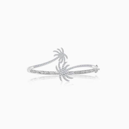 18k White Gold Palm Tree Bangle Decorated with Natural Diamond | Al Nakhla Collection