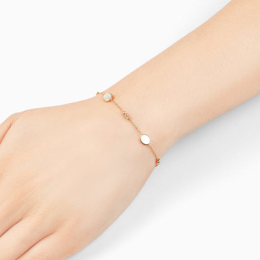 18K Yellow Gold Bracelet with Round Mother of Pearl Accents – Eclat Collection