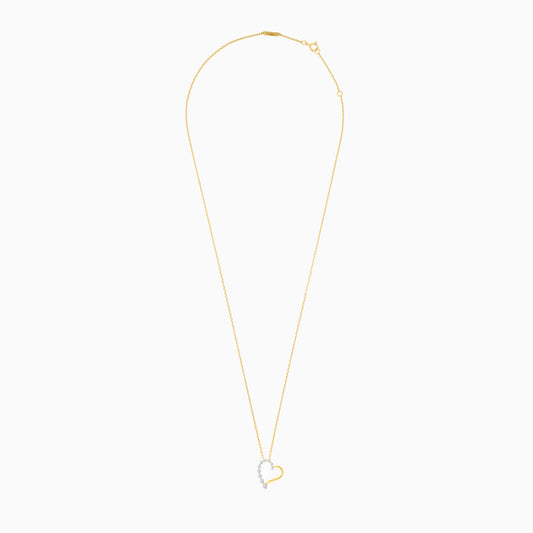 18k Yellow necklace with Natural Diamond Heart shape
