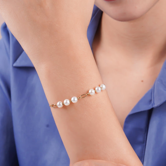 سوار من الذهب الأصفر عيار 18 قيراطًا مع اللؤلؤ – دانا