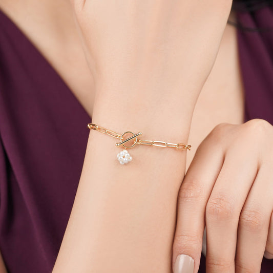 18K Gold Pearl Bracelet | Danah Timeless Elegance