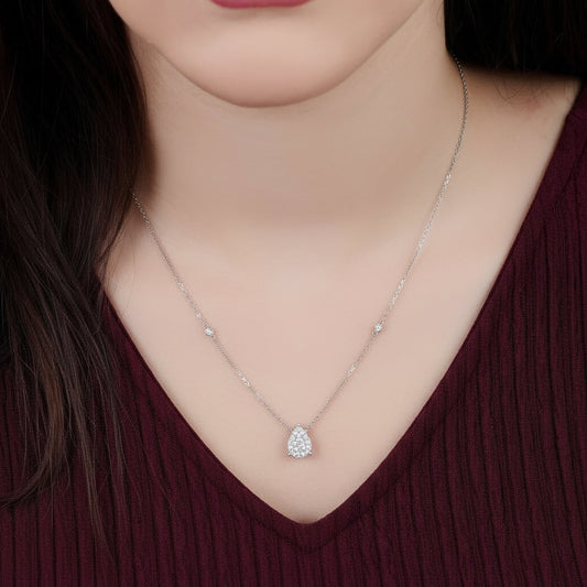 18K White Gold Natural Diamond Drop Necklace | 365 Collection