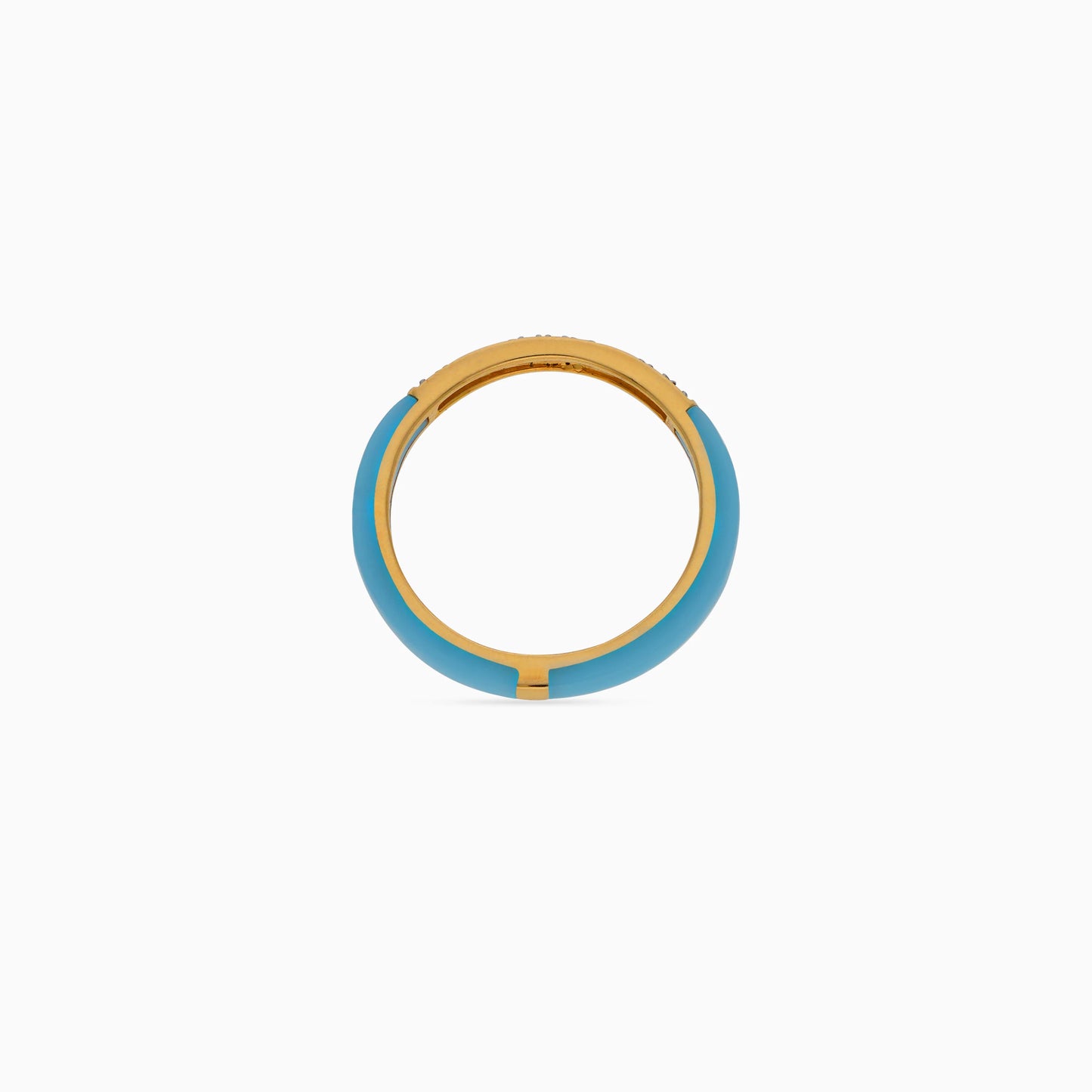 18k Yellow Gold Ring with Diamonds and Turquoise Ceramic