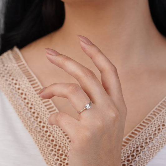 Diamond Solitaire Ring in 18K White Gold