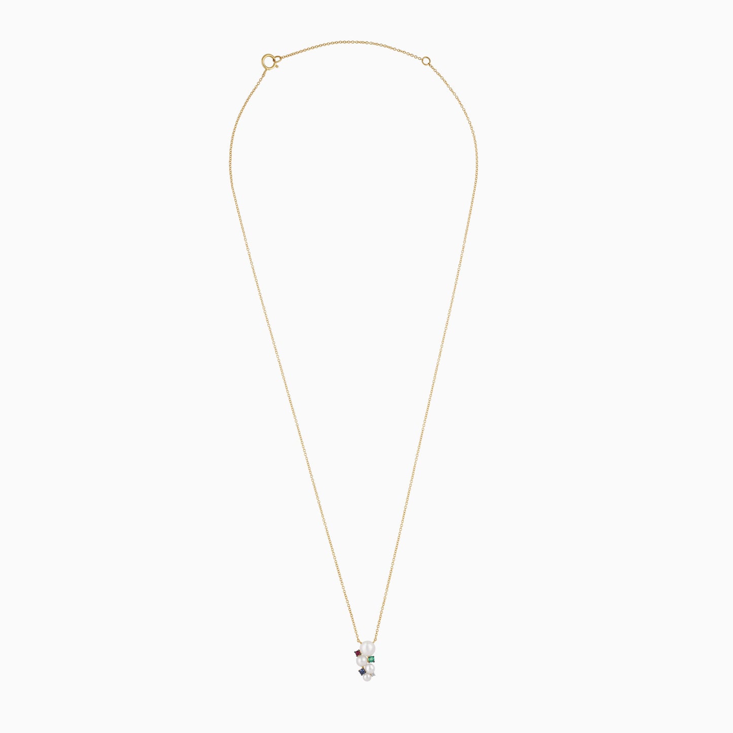18k Yellow Gold Pearl, Natural Diamond & Multi-Gemstone Drop Pendant - Danah Diamond Collection