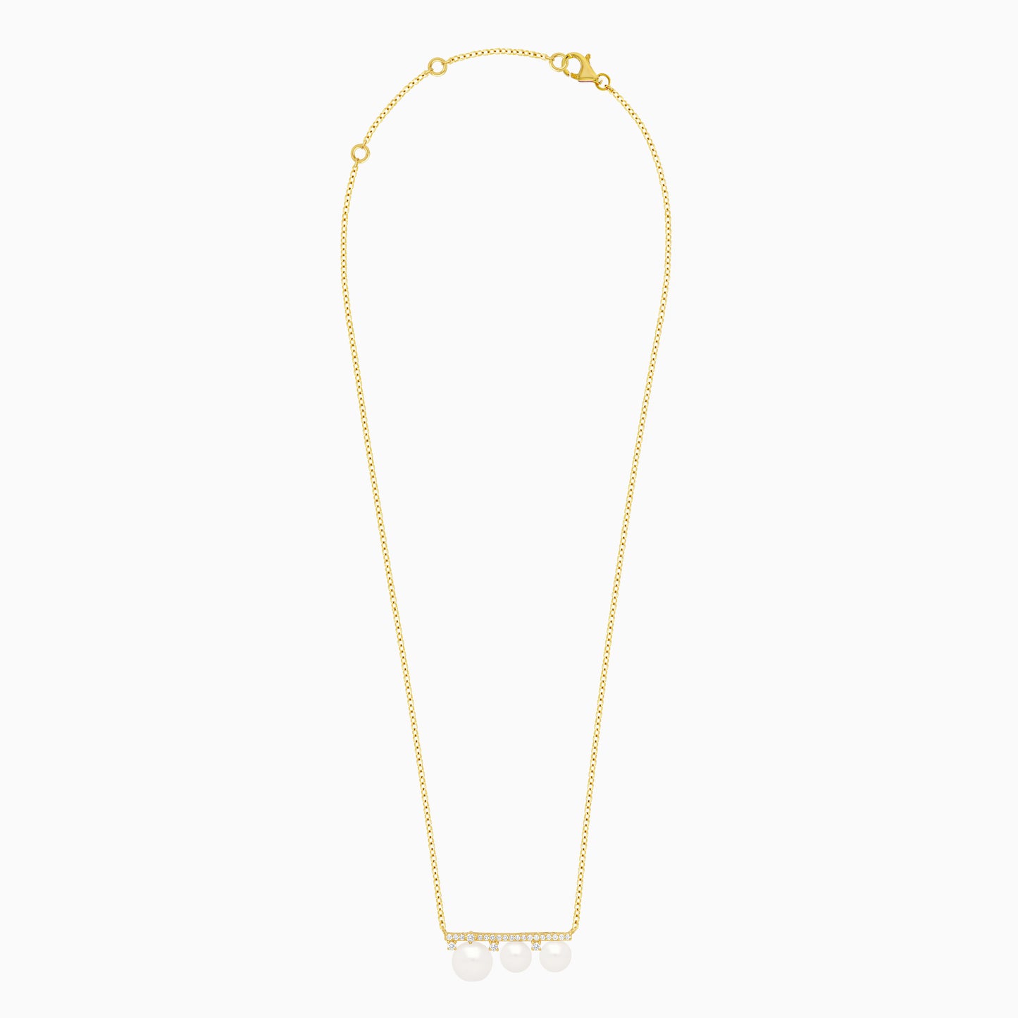 18k yellow necklace decorated with natural diamond and multiple sizes of pearls | Danah collection