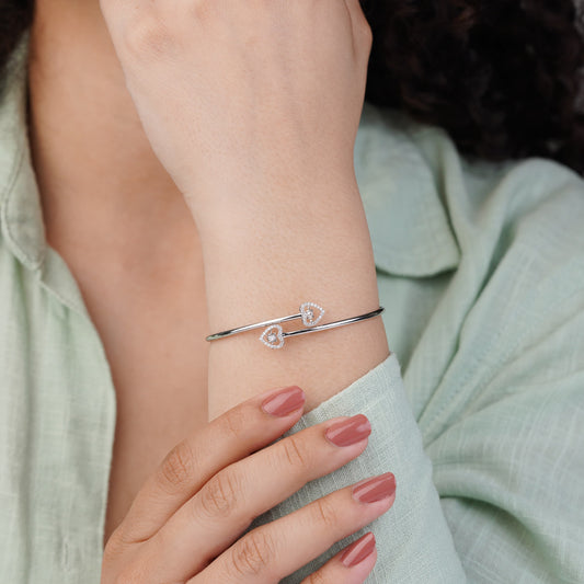 18K White Gold Dancing Diamond Bangles with Natural Diamonds | Dancing Diamond Collection