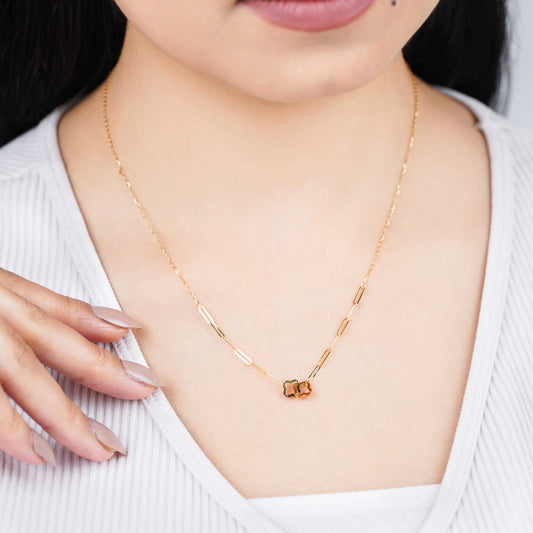 قلادة رقيقة من الذهب الأصفر عيار 18 قيراطًا للنساء