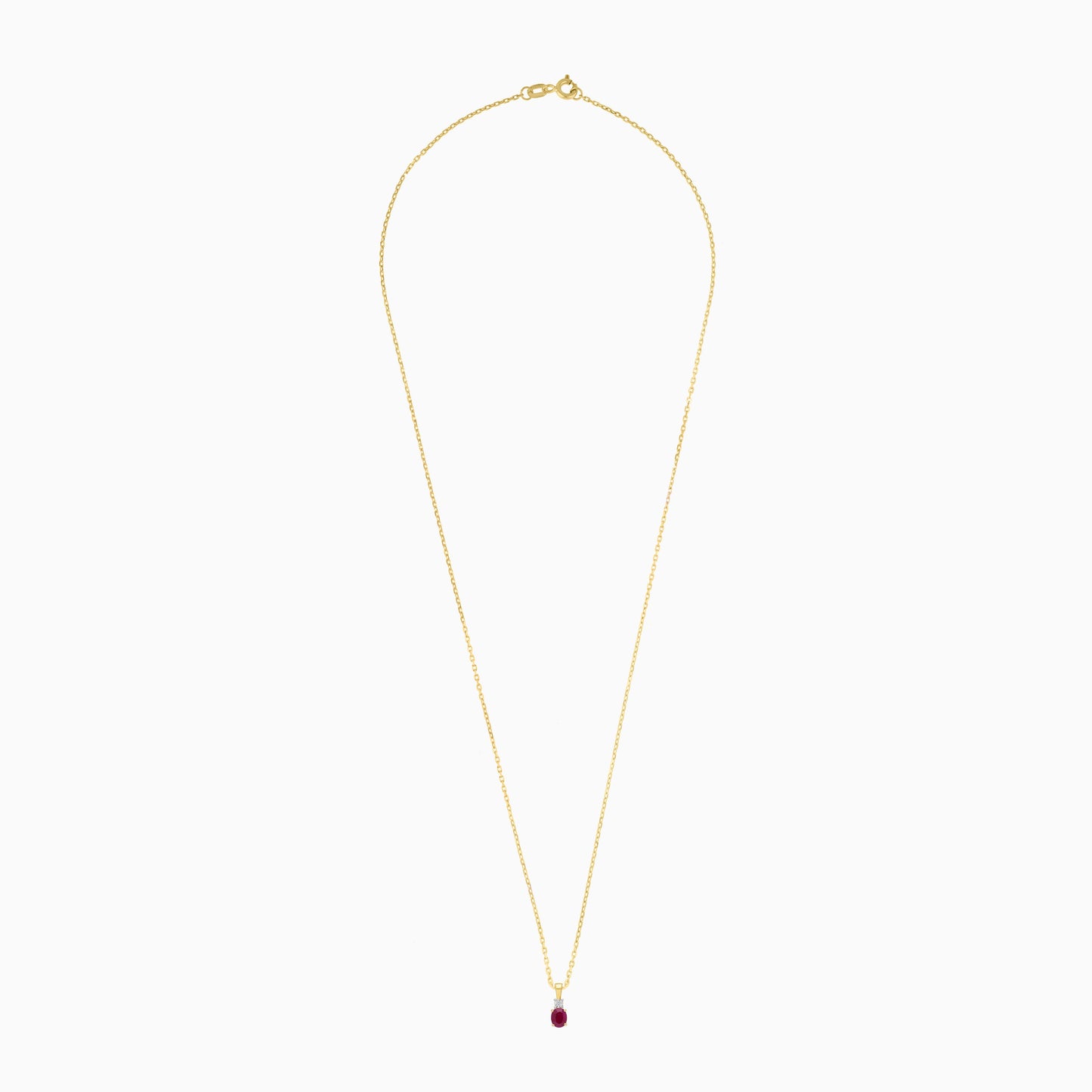 18k Yellow gold necklace decorated with natural diamonds and ruby stones | colour classic