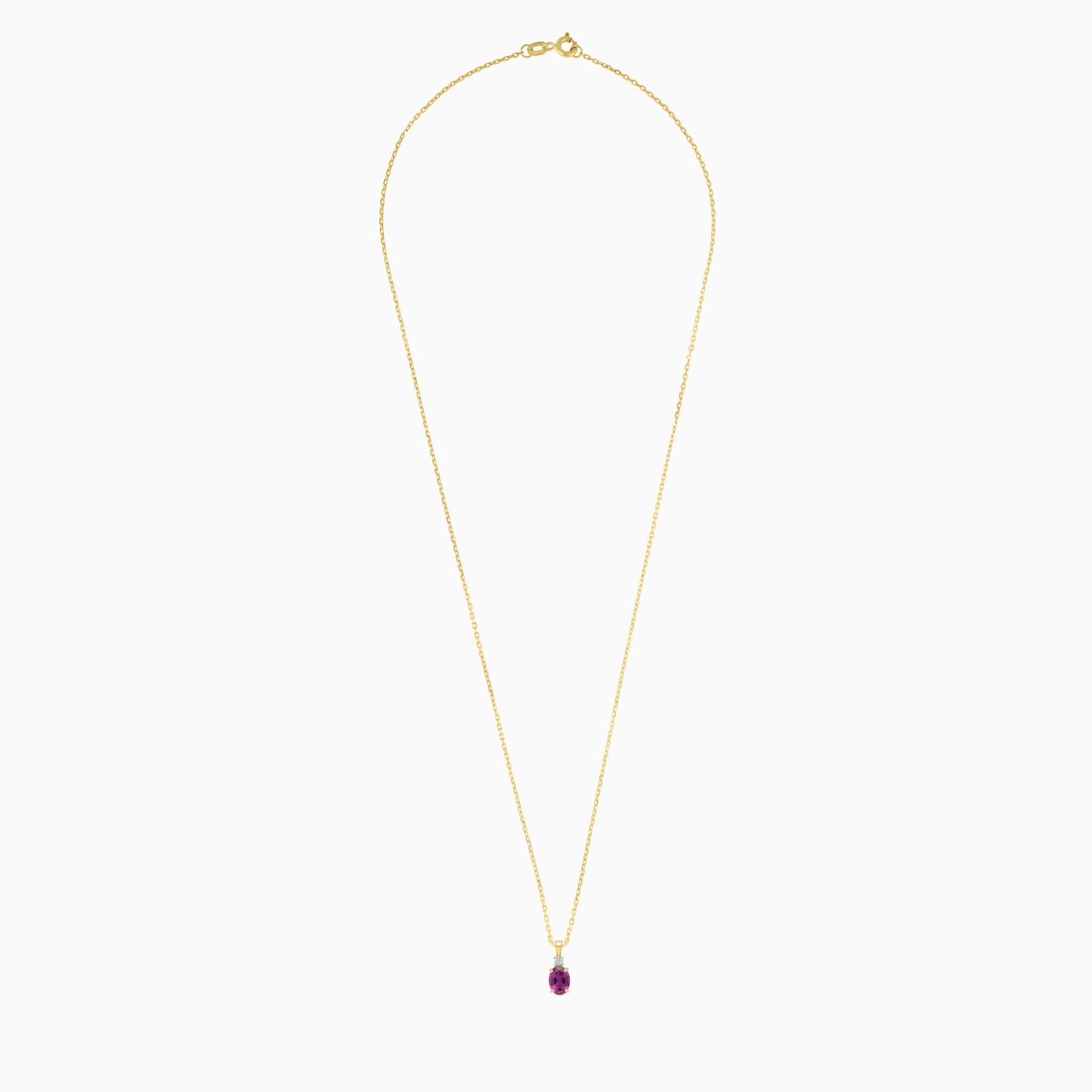 Elegant Rhodolite Garnet & Natural Diamond Necklace in 18k Yellow Gold