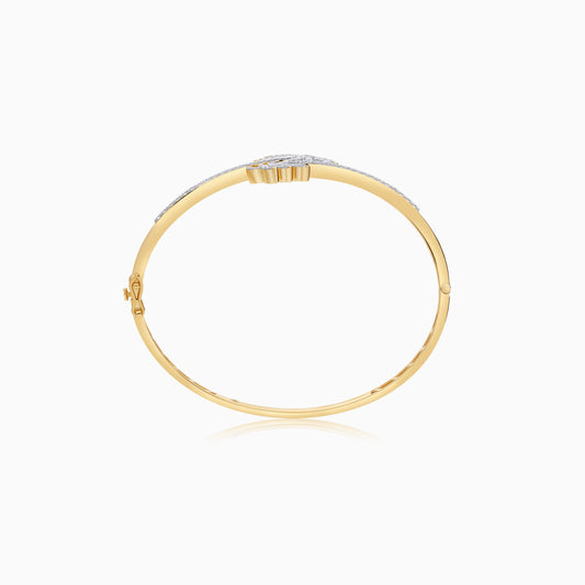 18k Yellow Gold Palm Tree Bangle Decorated with Natural Diamond | Al Nakhla Collection