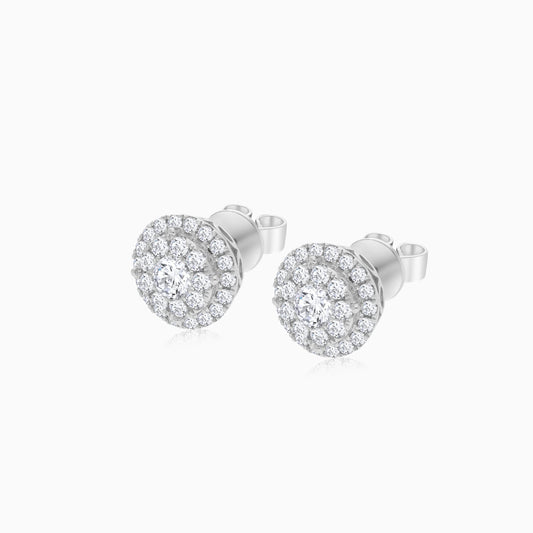 18K White Gold Round Earrings with Natural Diamonds | 365 Collection