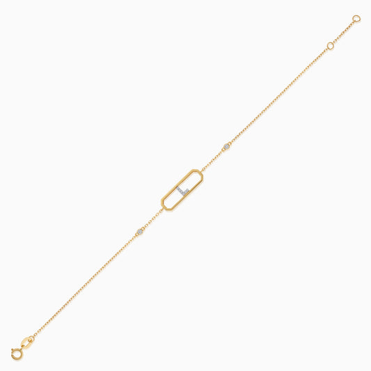 18k yellow gold natural diamond initial “L” bracelet