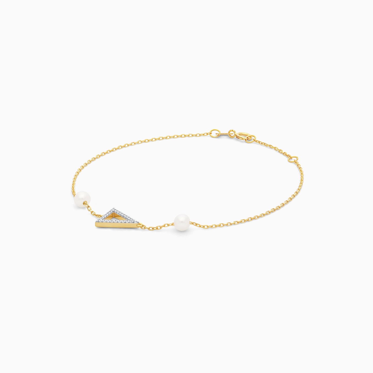 18k yellow gold natural diamond triangle bracelet with pearls from Danah Collection