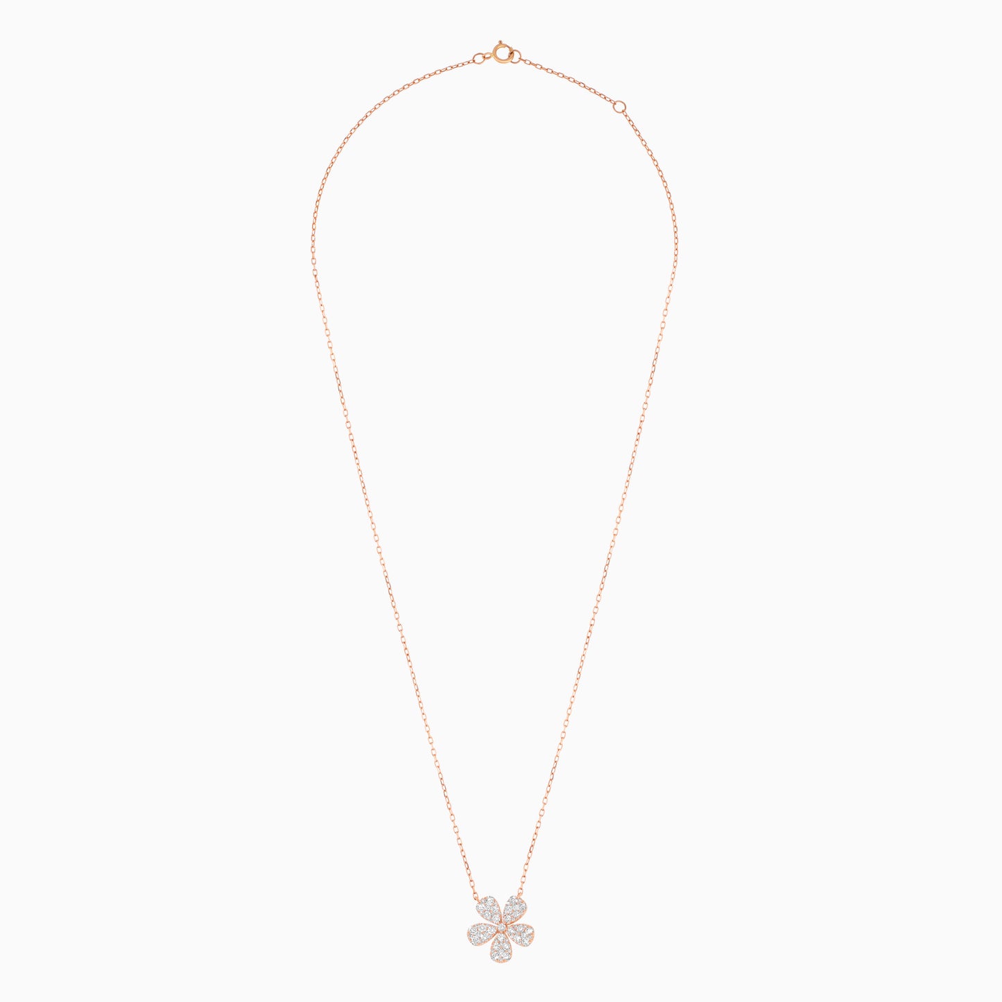 18K Rose Gold Flower Necklace with Natural Diamonds – Mosaic Collection