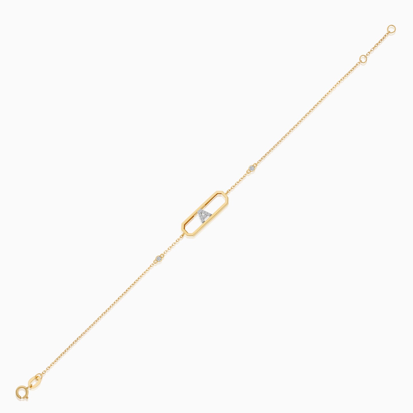 18K Yellow Gold Natural Diamond Initial "A" Bracelet
