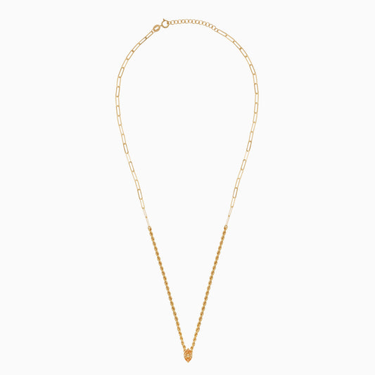 18k Yellow Gold Paperclip & Rope Necklace with Yellow Marquise Swarovski Zirconia