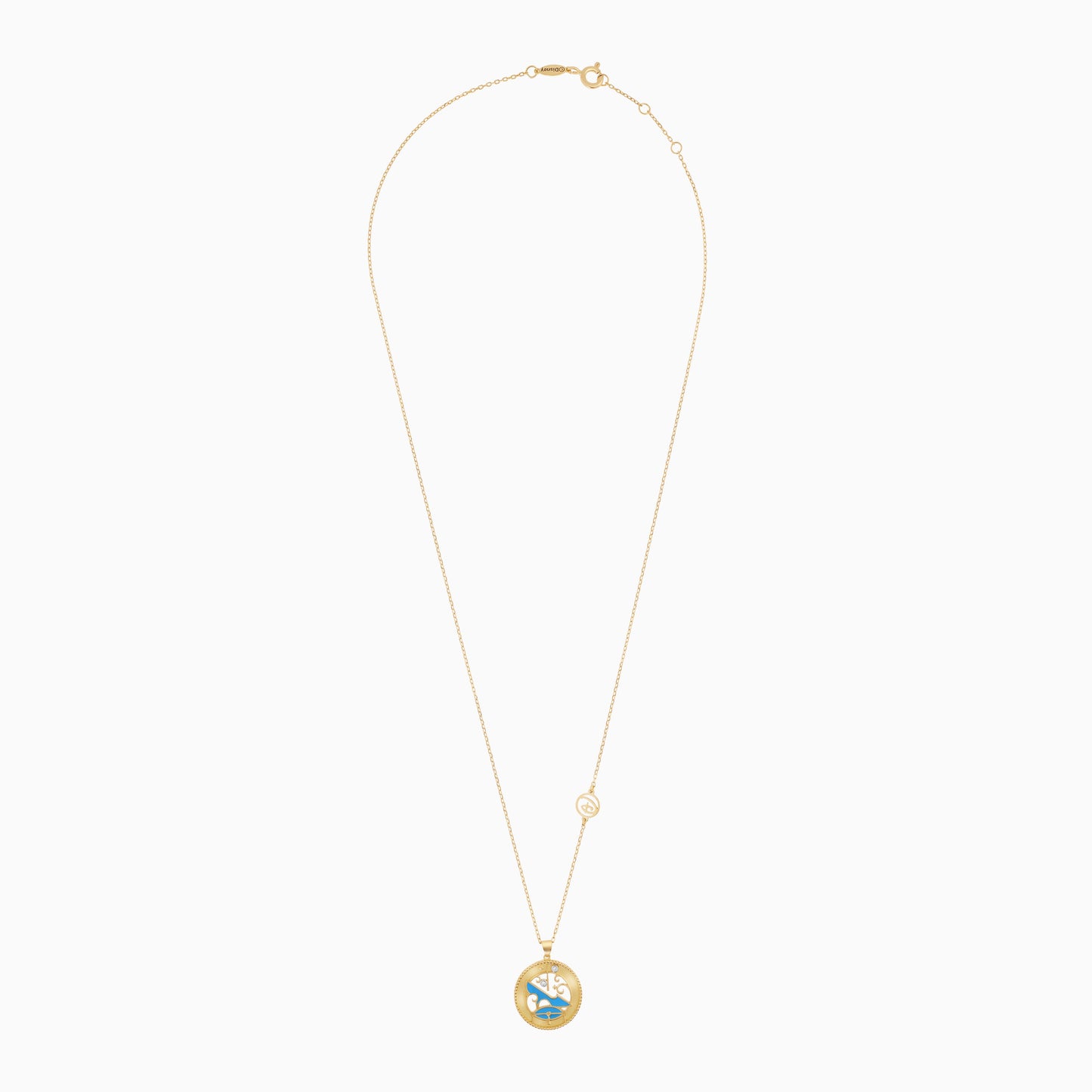 Disney Princess Cinderella – Logo Necklace in 18K Yellow Gold with Natural Diamond & Enamel