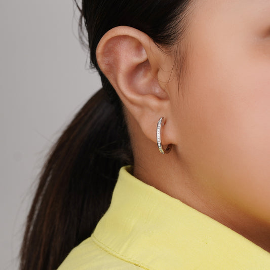 18K White Gold Hoops Earrings with Natural Diamonds – Hoops Collection