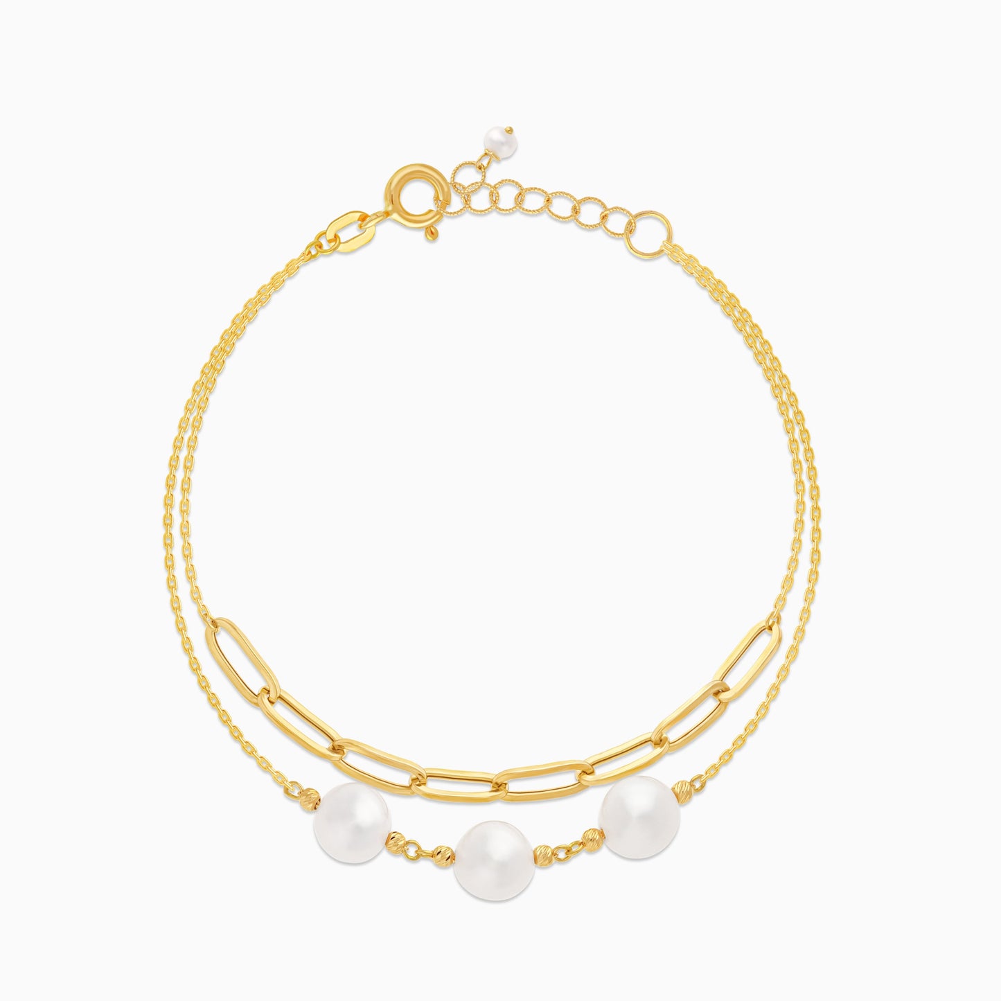 18k yellow gold 2-layer bracelet decorated with pearls | Danah Collection