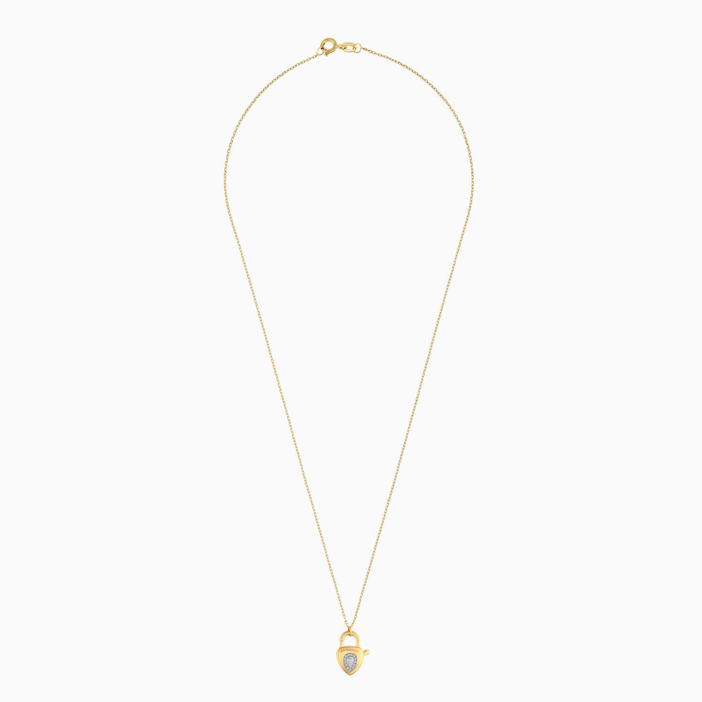 18k Solid Gold Heart Lock Diamond Necklace | Valentine Collection