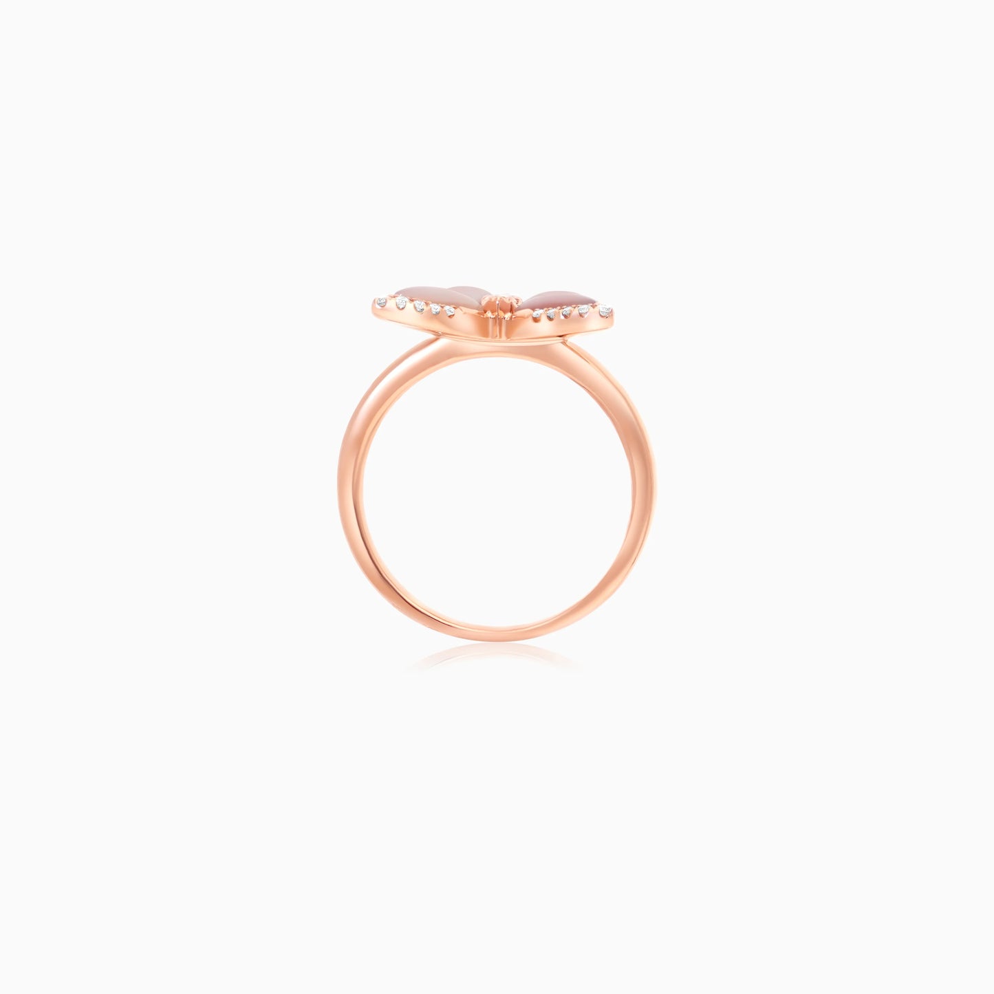 18K Rose Gold Butterfly Ring with Mother of Pearl and Natural Diamonds – Mosaic Collection