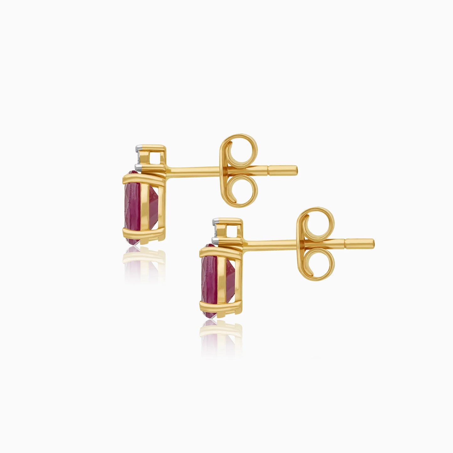 18k yellow gold earrings with natural diamond and ruby stones From the Colour Classic Collection