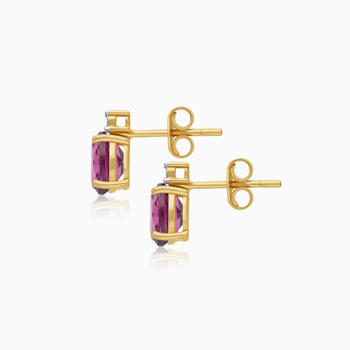 Romantic Rhodolite Garnet & Natural Diamond Earrings in 18k Yellow Gold – Colour Classic Collection