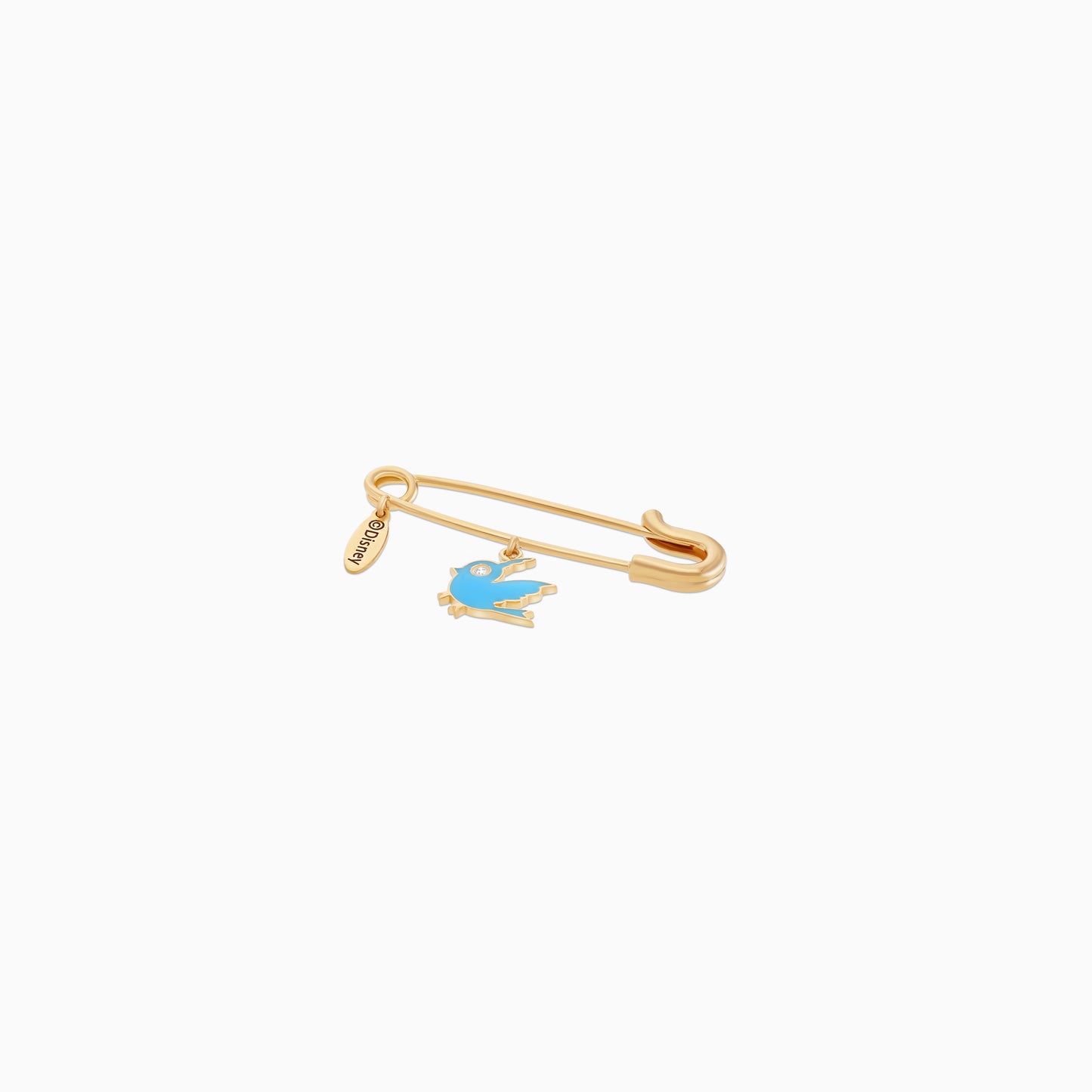Disney Princess- Snow White- Blue Bird Baby Brooch- 18 KT Yellow Gold- with Natural Diamond & Enamel