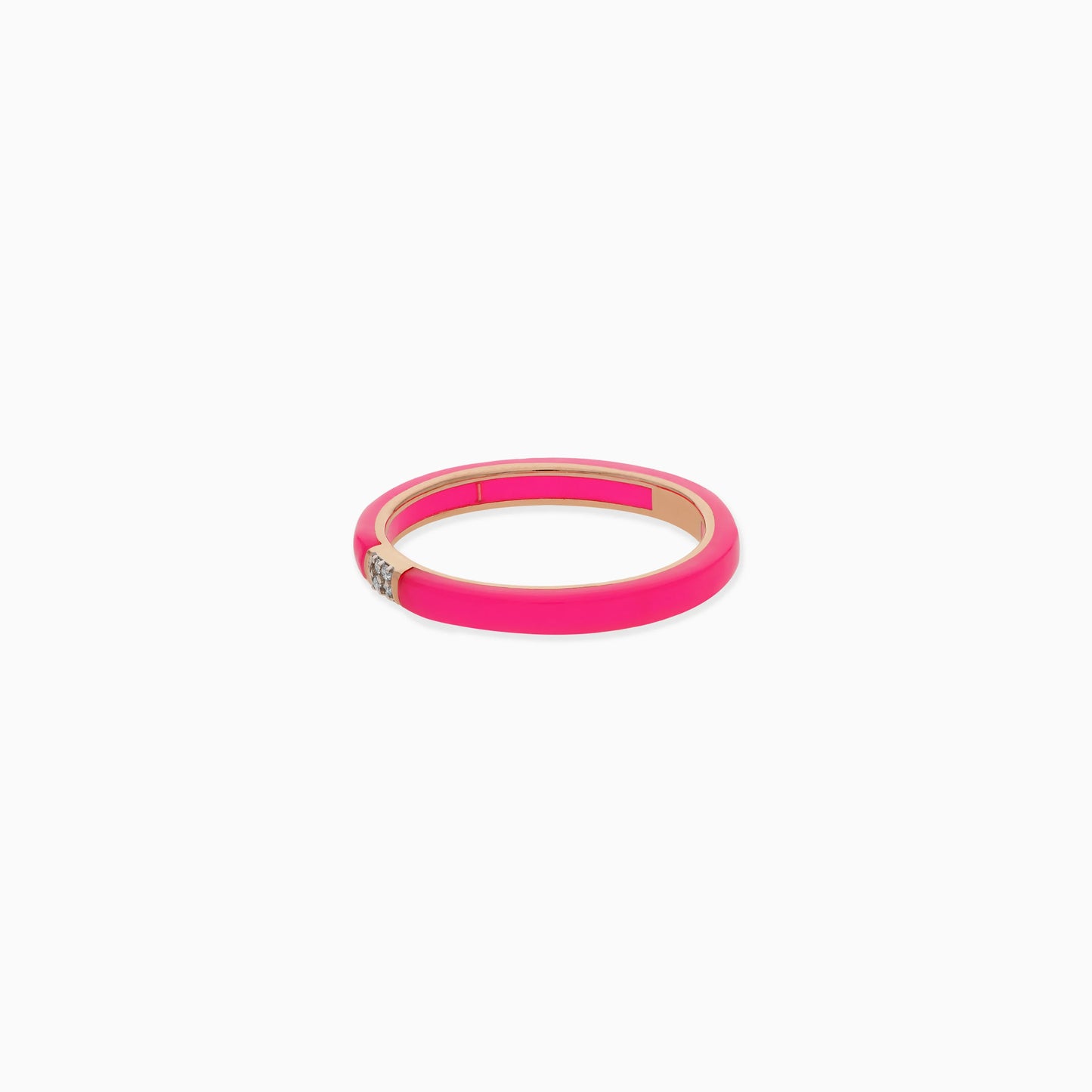 18K Rose Gold Ring with Diamonds and Pink Ceramic | Alwan Collection