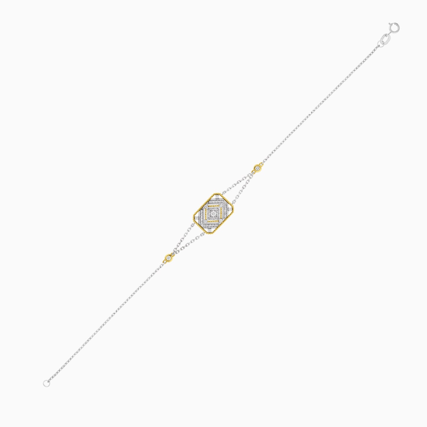 18k White & Yellow Gold Bracelet Decorated with Natural Diamonds - Tablah Diamond Collection
