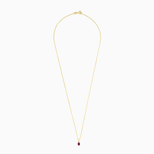 18k yellow gold Chain with natural diamond and ruby stones Pendant From the Colour Classic Collection