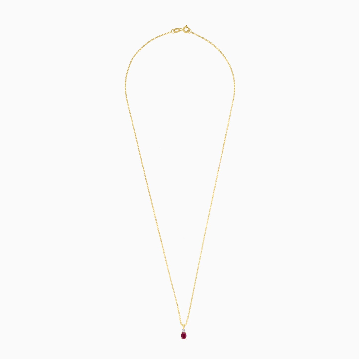 18k yellow gold Chain with natural diamond and ruby stones Pendant From the Colour Classic Collection