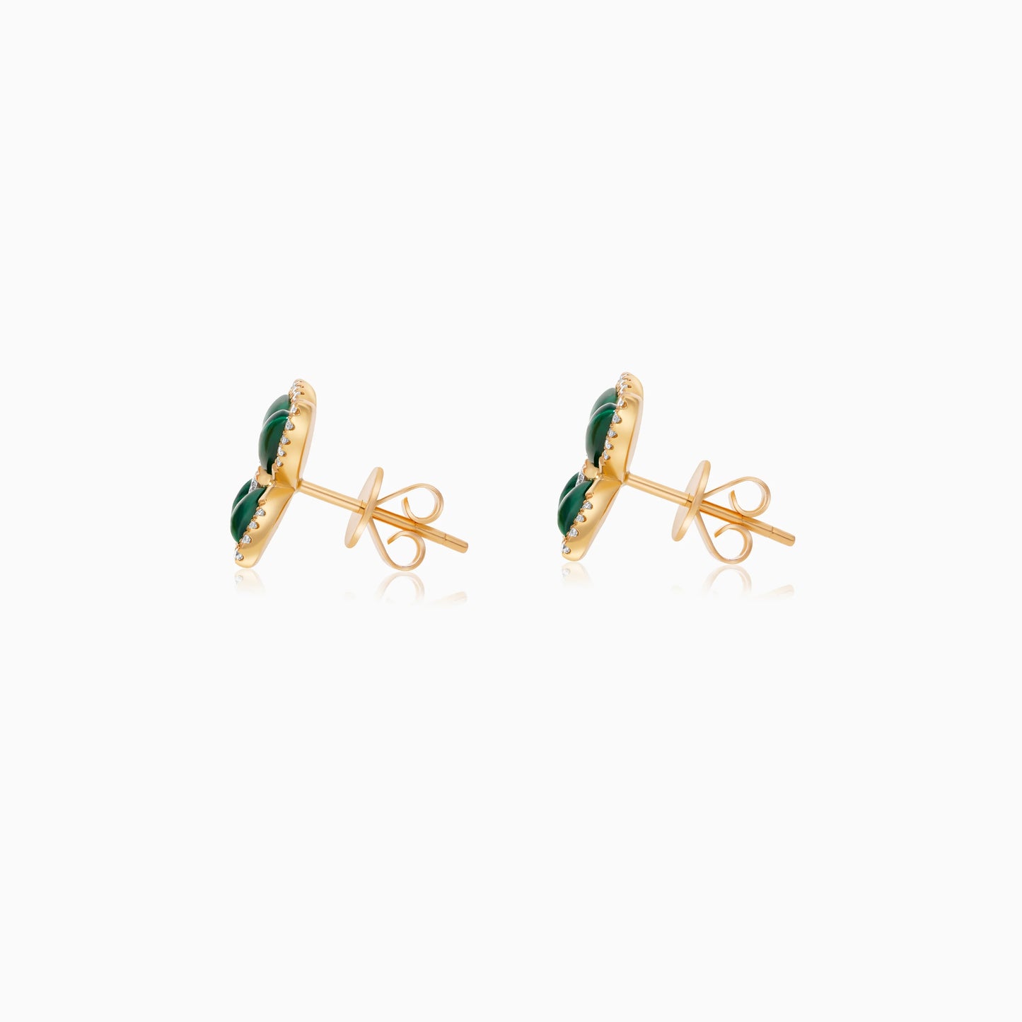 Butterfly Earrings in 18K Yellow Gold with Malachite and Diamonds – Mosaic Collection