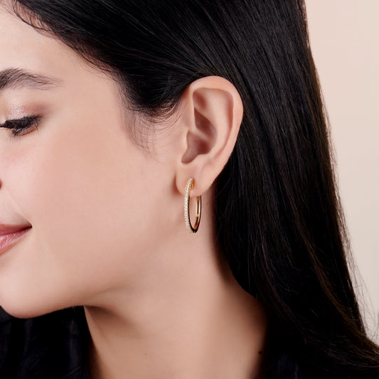 Elegant 18K Yellow Gold Diamond Round Hoop Earrings | Hoops Collection