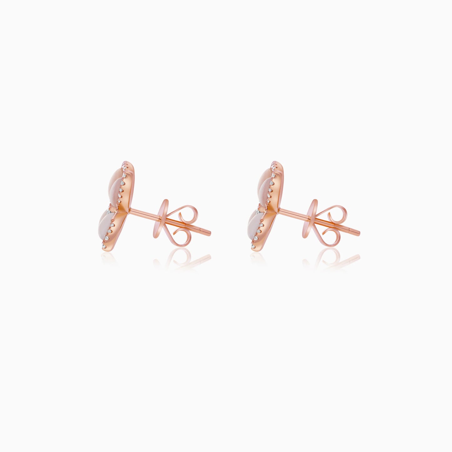 18K Rose Gold Butterfly Earrings with Mother of Pearl and Diamonds – Mosaic Collection