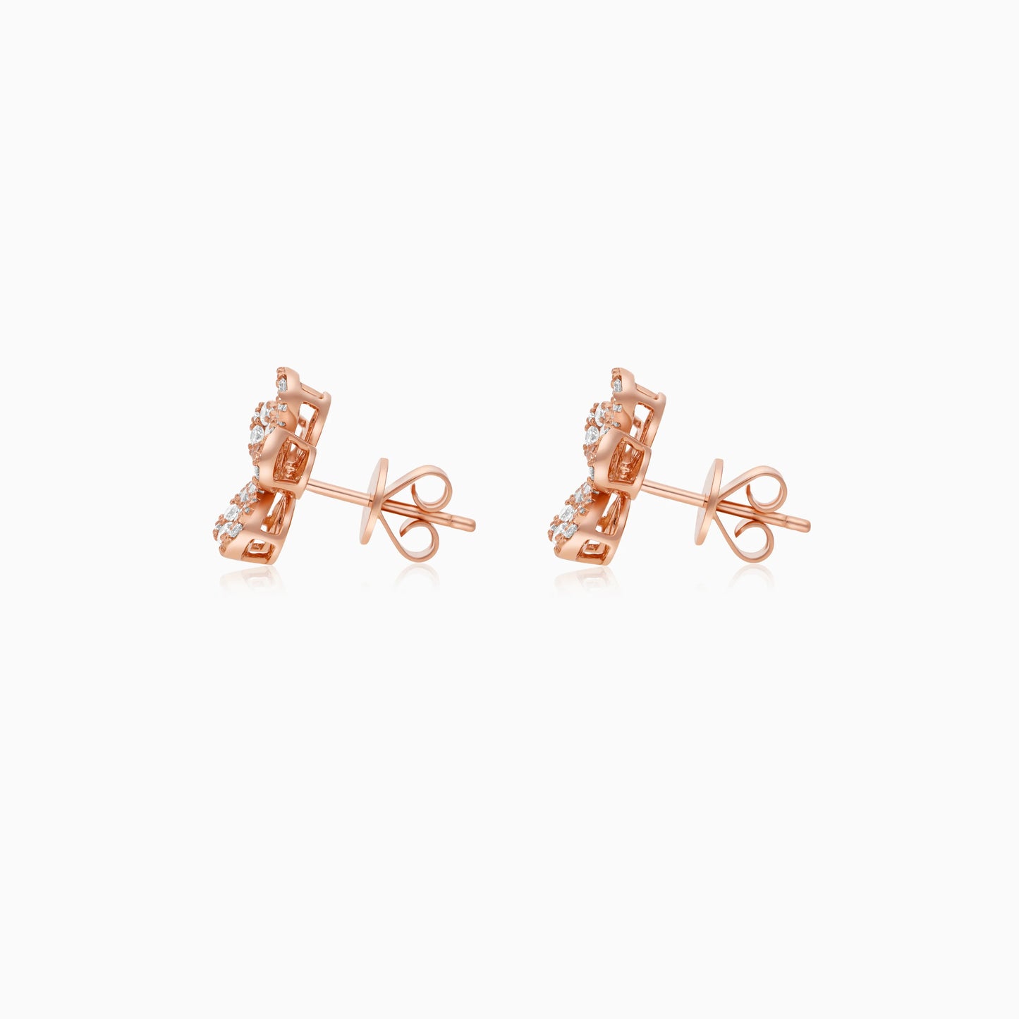 18K Rose Gold Flower Earrings with Natural Diamonds – Mosaic Collection