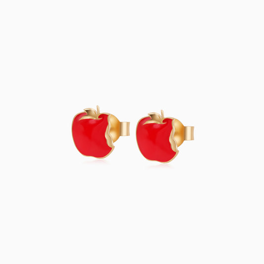 Disney Snow White Red Apple Stud Earrings in 18k Yellow Gold for Kids | Disney Collection