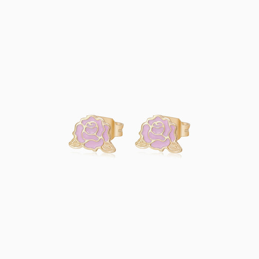 Enchanted Disney Belle 18k Yellow Stud Flower Earrings for Kids | Disney Collection