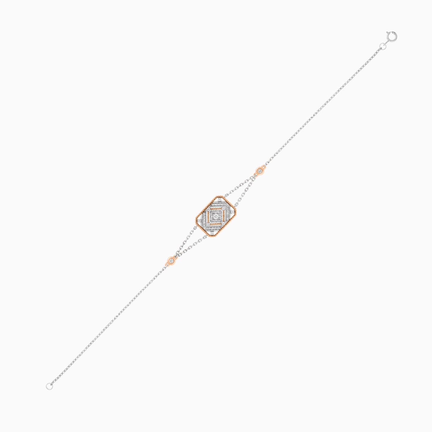 18k White & Rose Gold Bracelet decorated with Natural Diamond stones