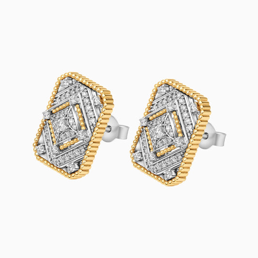 18K Yellow and white Gold Earrings Adorned with Natural Diamonds – Tablah Diamond Collection