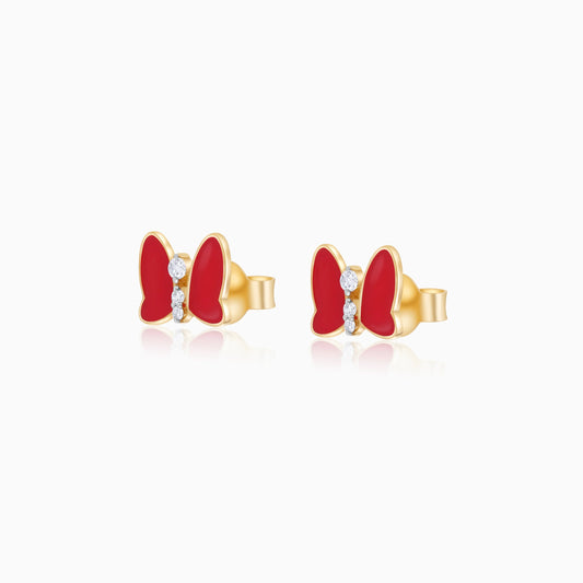 Mickey & Friends 18K Yellow Gold Mini Mouse Bow Earrings with Natural Diamonds & Enamel | Disney Collection
