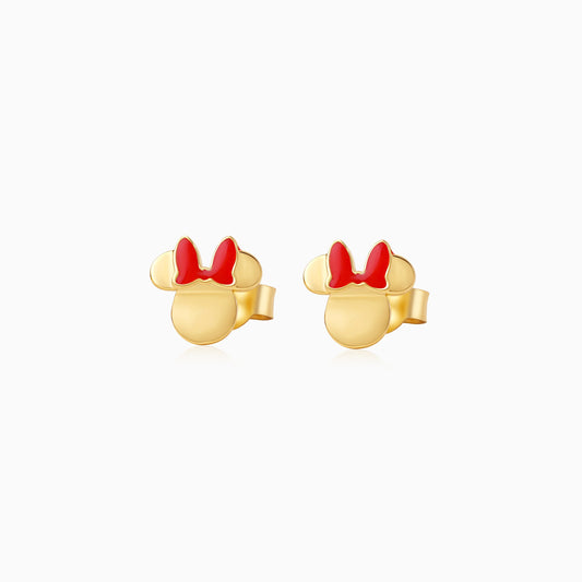 Mickey & Friends 18K Yellow Gold Mini Mouse Bow Earrings with Natural Diamonds & Enamel | Disney Collection