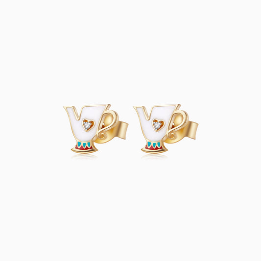 Disney Princess Belle Chip Earrings for Kids 18k Yellow Gold with Natural Diamonds | Disney Collection