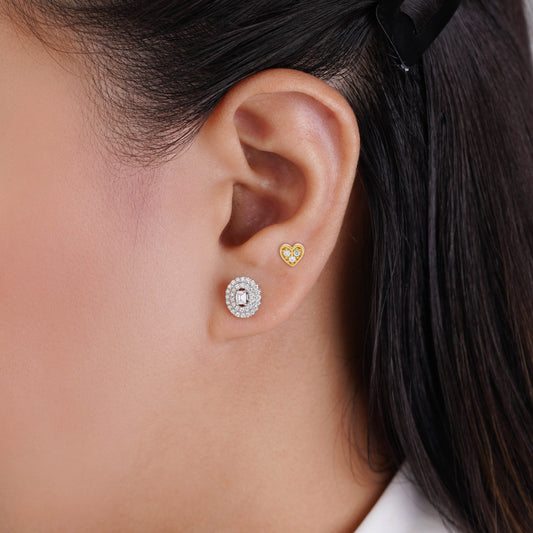 18K Yellow Gold Heart shape Piercing with Zircon