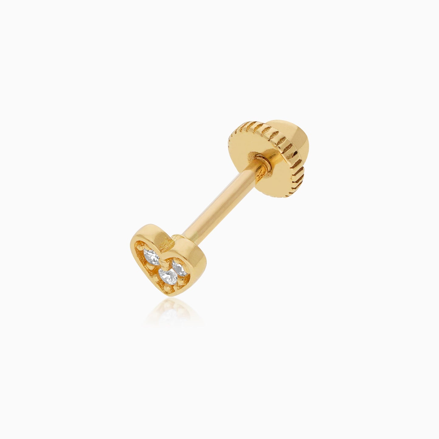 18K Yellow Gold Heart shape Piercing with Zircon